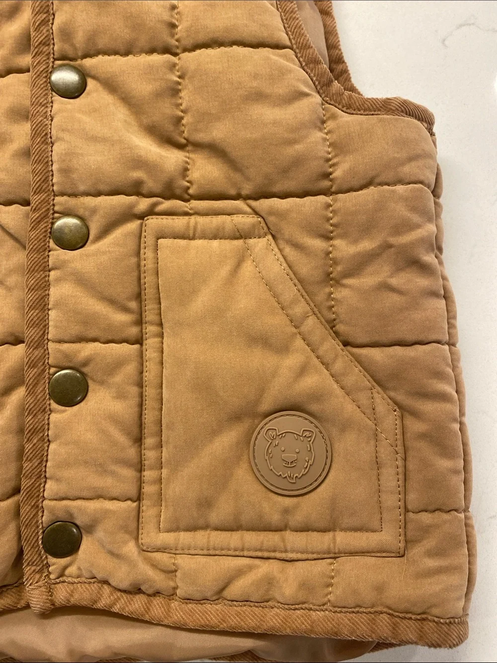 Telluride Clothing Company Brown Quilted Puffer Vest Hooded Snap Front 2T EUC
